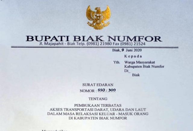 Pembukaan Akses ke Kabupaten Biak Numfor