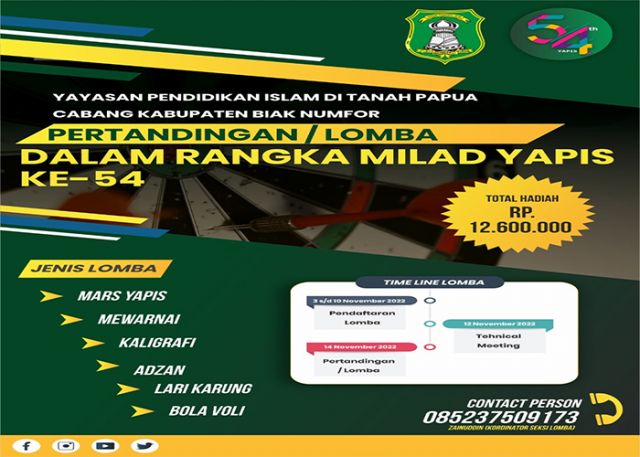 Kegiatan Dalam Rangka Milad Yapis di Tanah Papua Ke 54