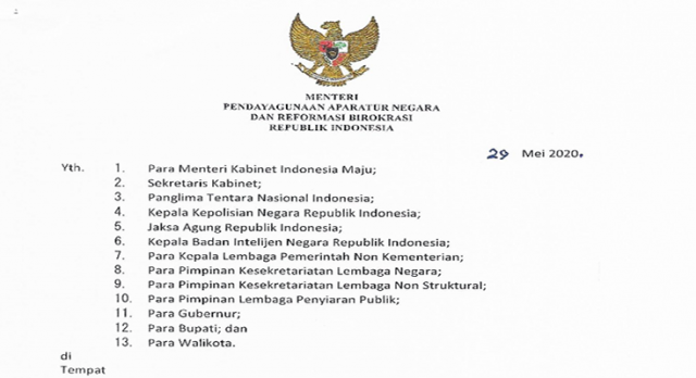 Sura Edaran Menteri Pendayagunaan Aparatur Negara