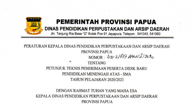 PETUNJUK TEKNIS PENERIMAAN PESERTA DIDIK BARU 2020/21