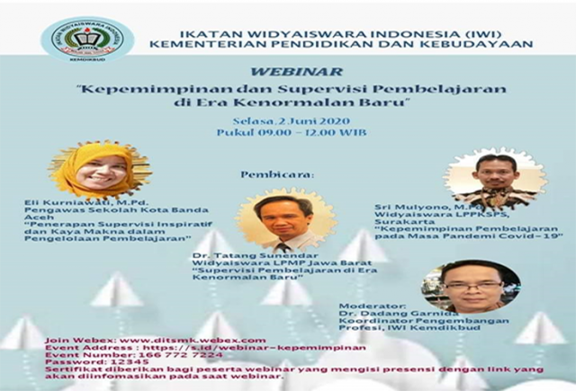 Webinar Kepemimpinan dan Supervisi Pembelajaran di Era Kenormalan Baru